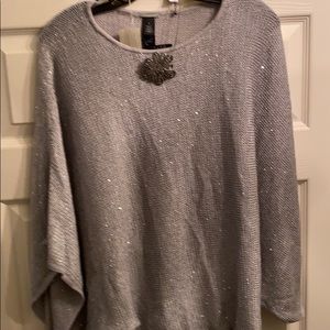 Silver shimmer sweater/necklace as pair or alone.